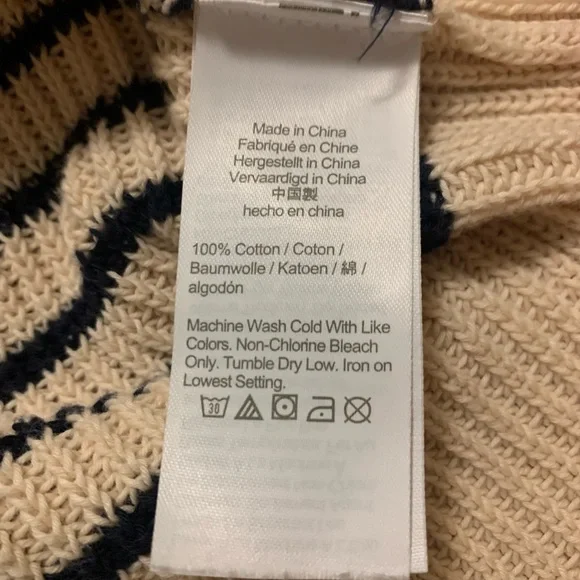 J. Crew Cream and Black Striped V-Neck Sweater size large euc - Picture 6 of 6